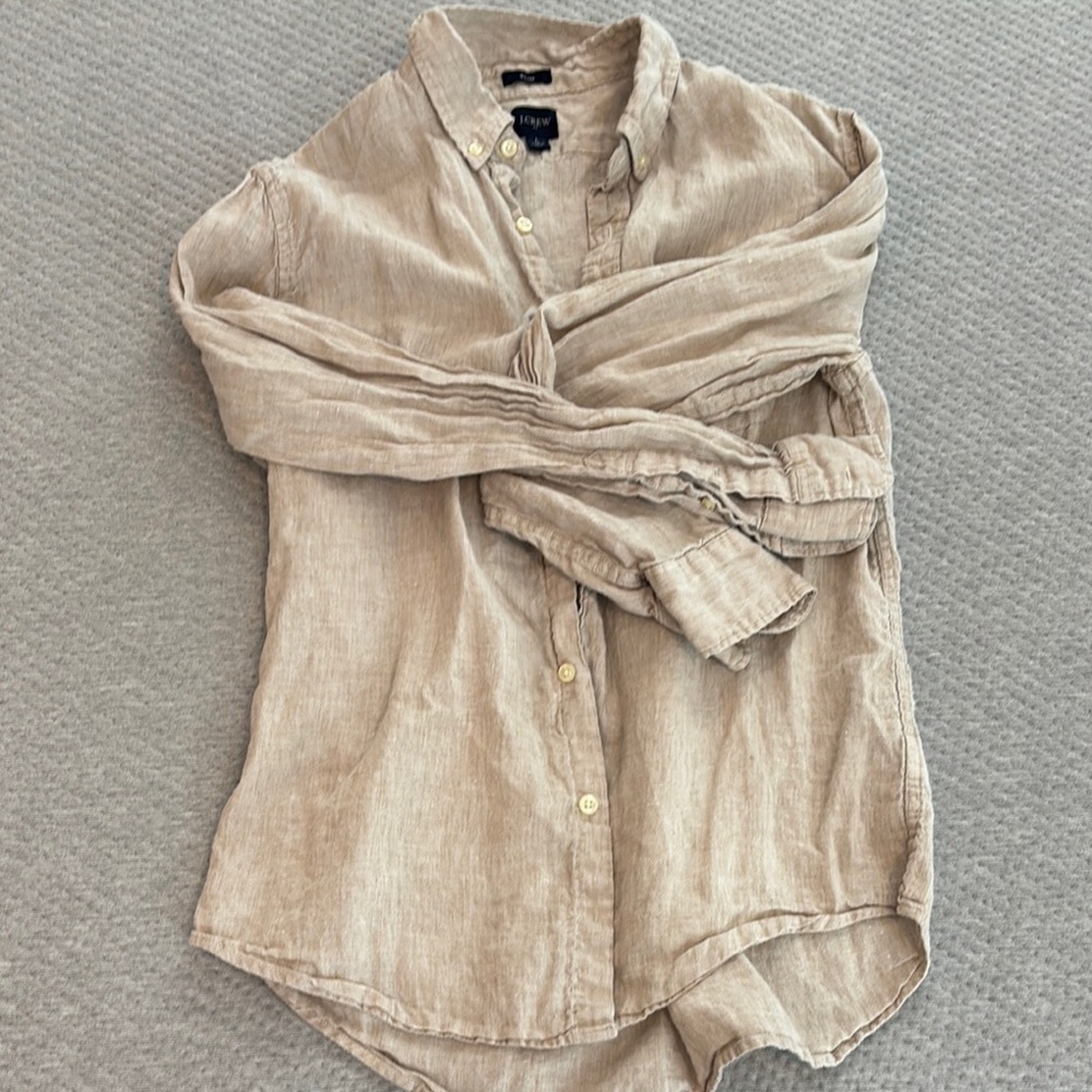 Men's L  JCrew Beige Button-Up Shirt
